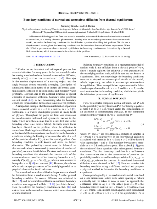(PDF) Boundary conditions of normal and anomalous diffusion from ...