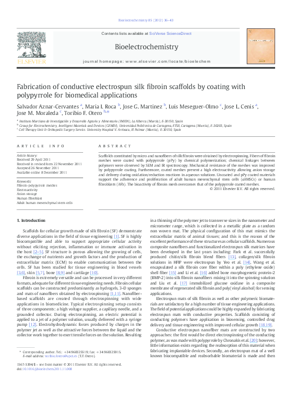 (PDF) Fabrication of conductive electrospun silk fibroin scaffolds by ...