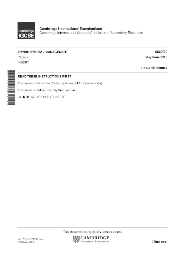 (PDF) Environmental Management past papers 20152016 IGCSE Abdel