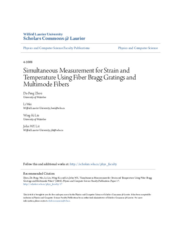 (PDF) Simultaneous Measurement for Strain and Temperature Based on a ...