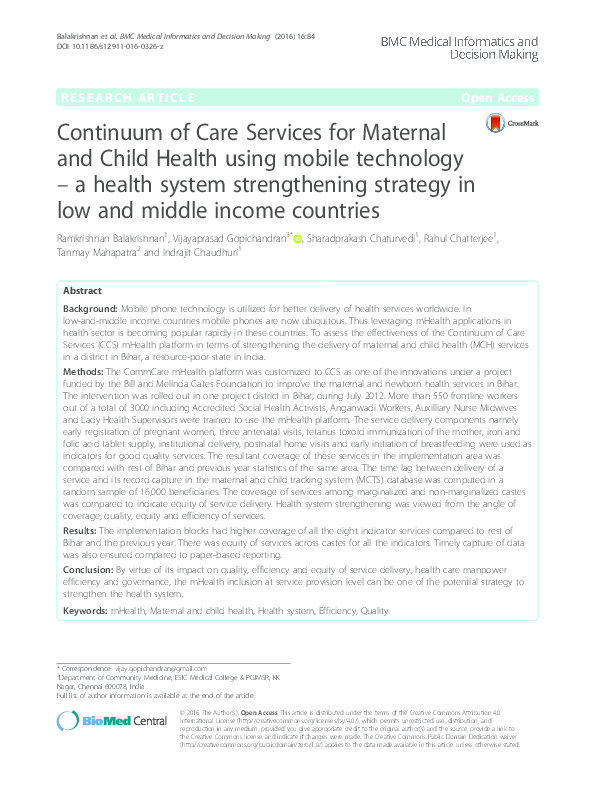 (PDF) Continuum of Care Services for Maternal and Child Health using ...