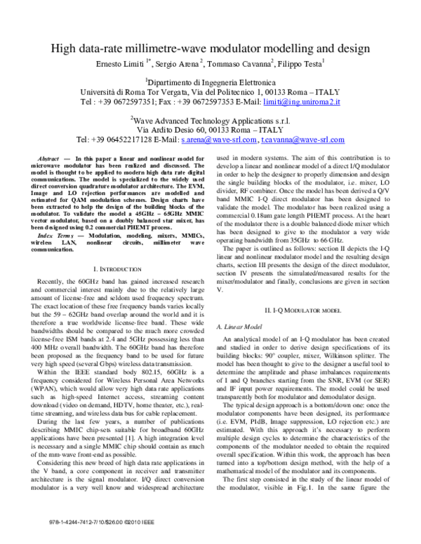 (PDF) High data-rate millimetre-wave modulator modelling and design