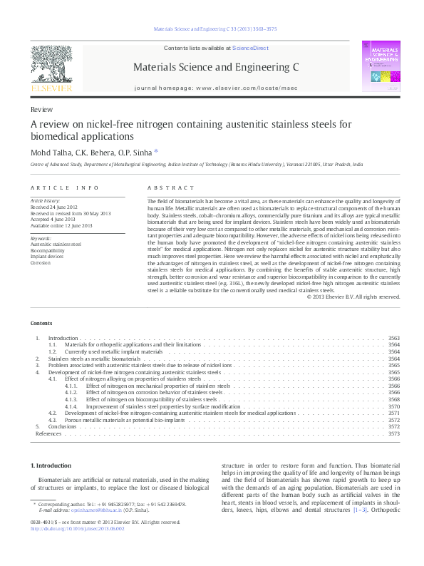 (PDF) A review on nickelfree nitrogen containing austenitic stainless