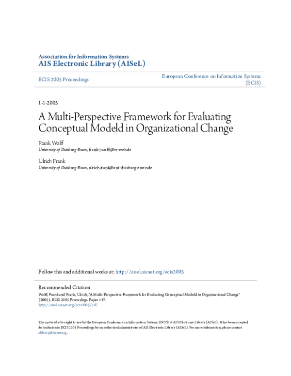 (PDF) A Multi-Perspective Framework for Evaluating Conceptual Models in ...