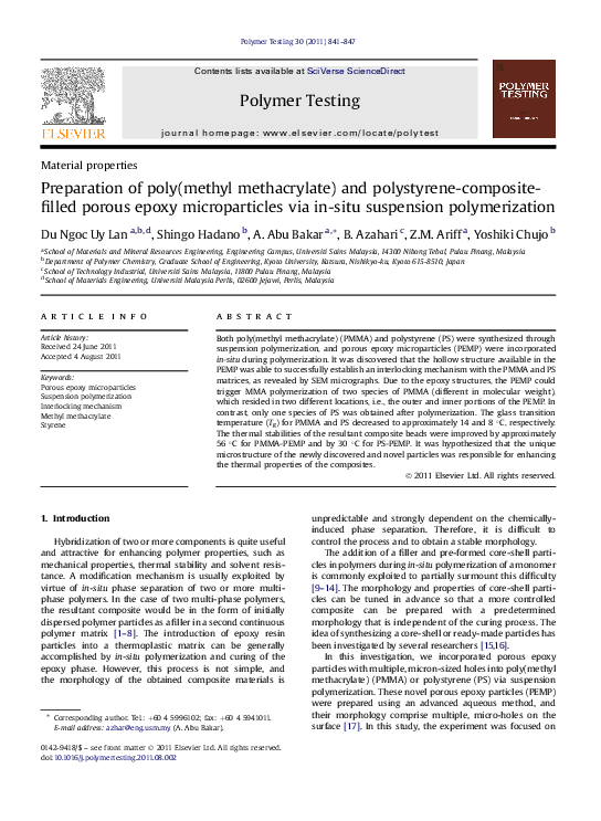 (PDF) Preparation of poly(methyl methacrylate) and porous epoxy