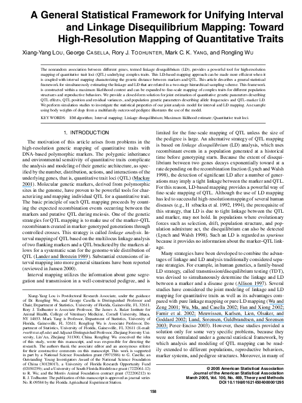 (PDF) A General Statistical Framework for Unifying Interval and Linkage ...
