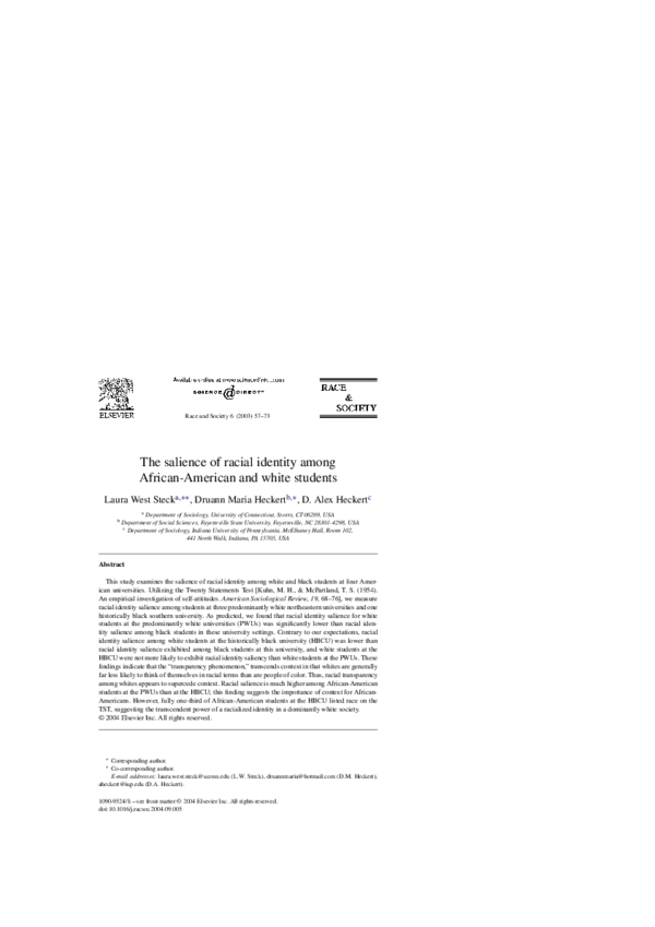 (PDF) The salience of racial identity among African-American and white ...
