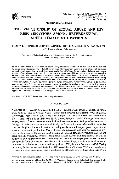 (PDF) The relationship of sexual abuse and HIV risk behaviors among ...