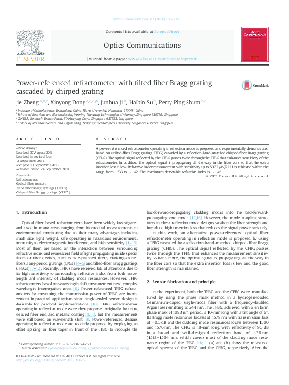 (PDF) Power-referenced refractometer with tilted fiber Bragg grating ...