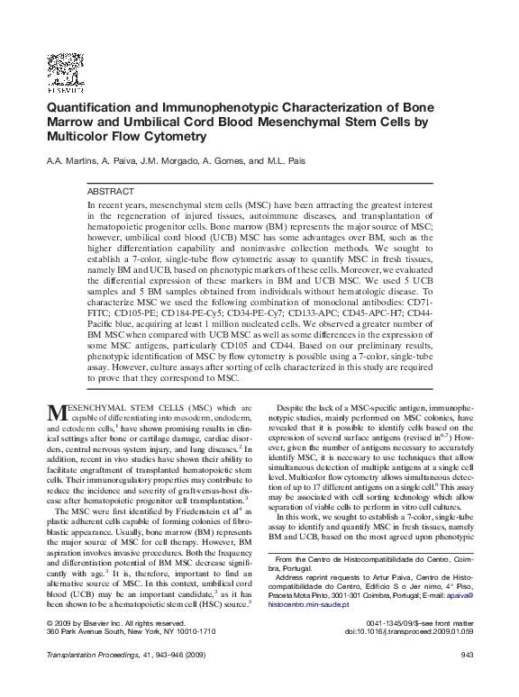 (PDF) Quantification and immunophenotypic characterization of bone ...