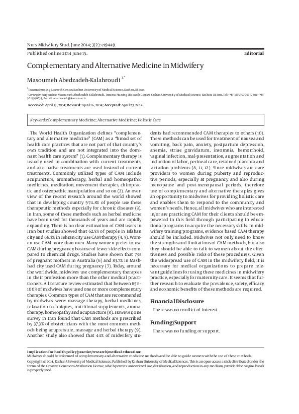 (PDF) Complementary and alternative medicine in midwifery practice ...