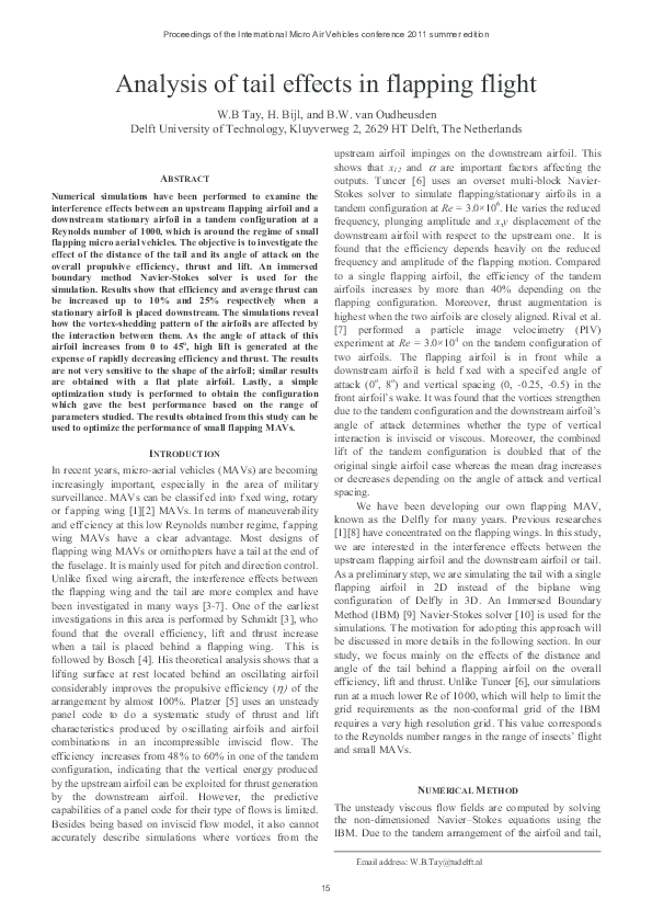 (PDF) Analysis of tail effects in flapping flight