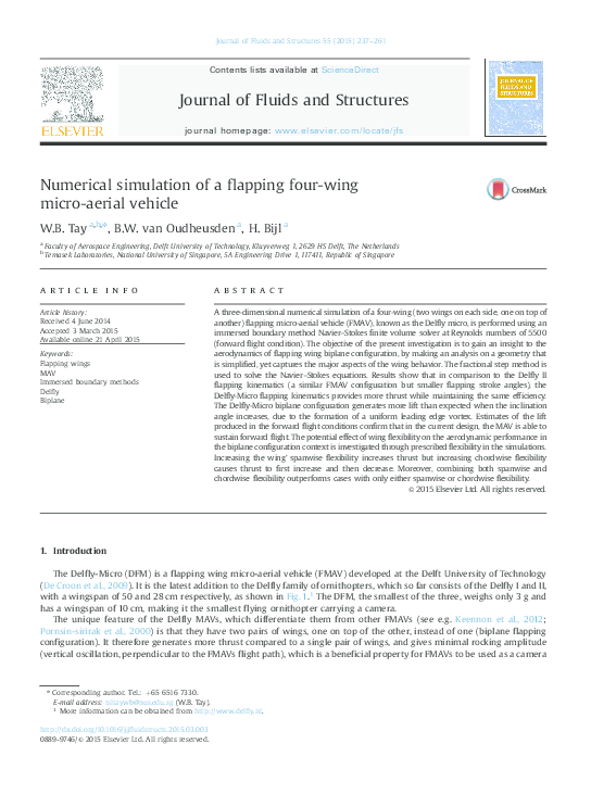 (PDF) Numerical simulation of a flapping four-wing micro-aerial vehicle