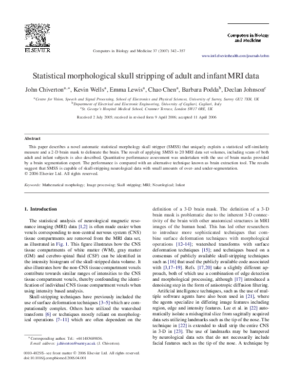 (PDF) Statistical morphological skull stripping of adult and infant MRI ...