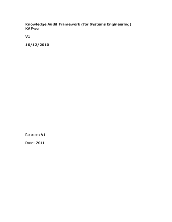(PDF) Knowledge Audit Framework