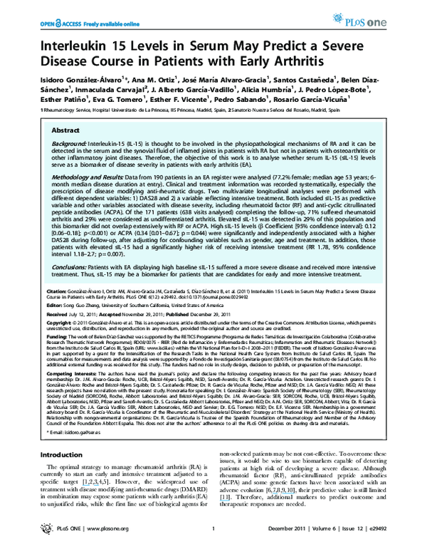 (PDF) Interleukin 15 Levels in Serum May Predict a Severe Disease ...