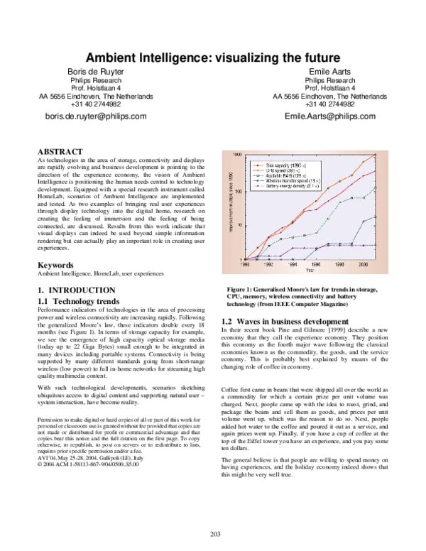 (PDF) Ambient intelligence: visualizing the future