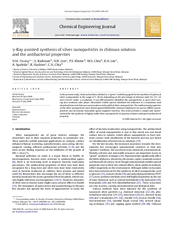 (PDF) Ray assisted synthesis of silver nanoparticles in chitosan ...