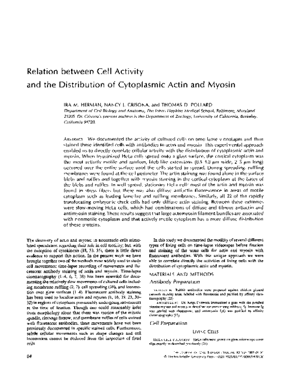 (PDF) Relation between cell activity and the distribution of ...