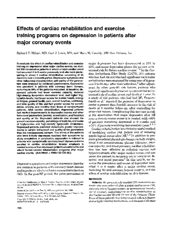 (PDF) Effects of cardiac rehabilitation and exercise training on ...