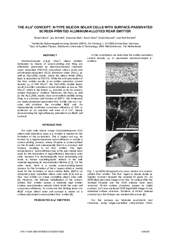 (PDF) The ALU+ concept: N-type silicon solar cells with surface ...