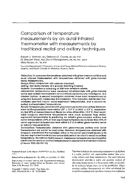 (PDF) Comparison of temperature measurements by an aural infrared ...