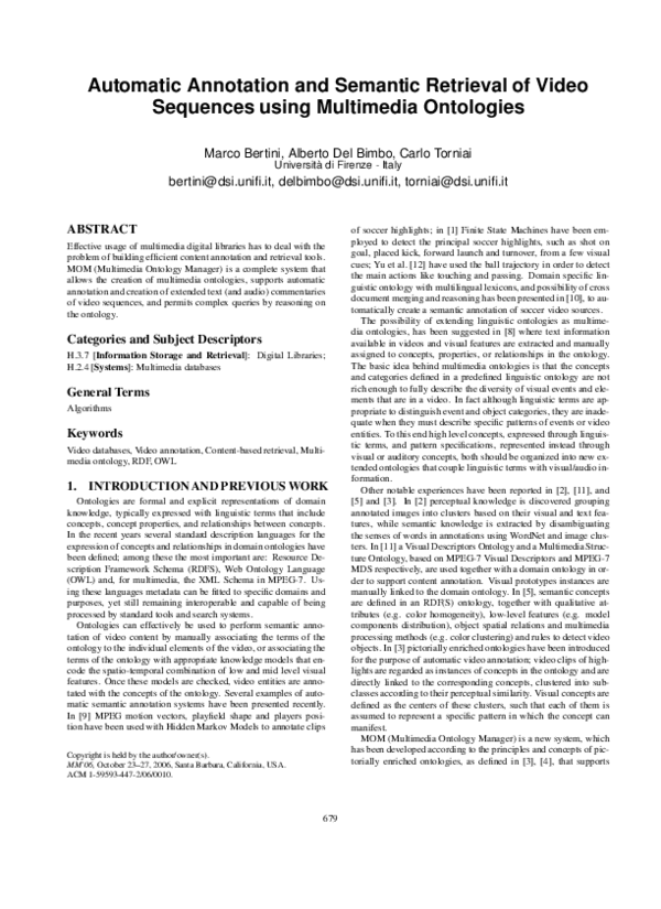 (PDF) Automatic annotation and semantic retrieval of video sequences ...