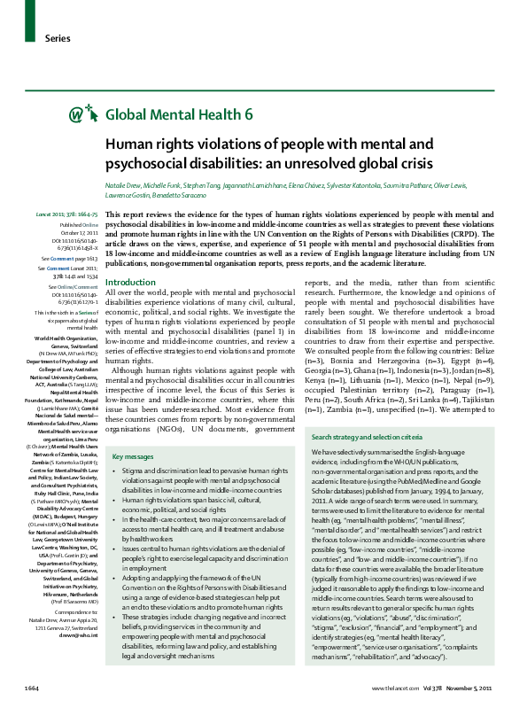  PDF Human Rights Violations Of People With Mental And Psychosocial