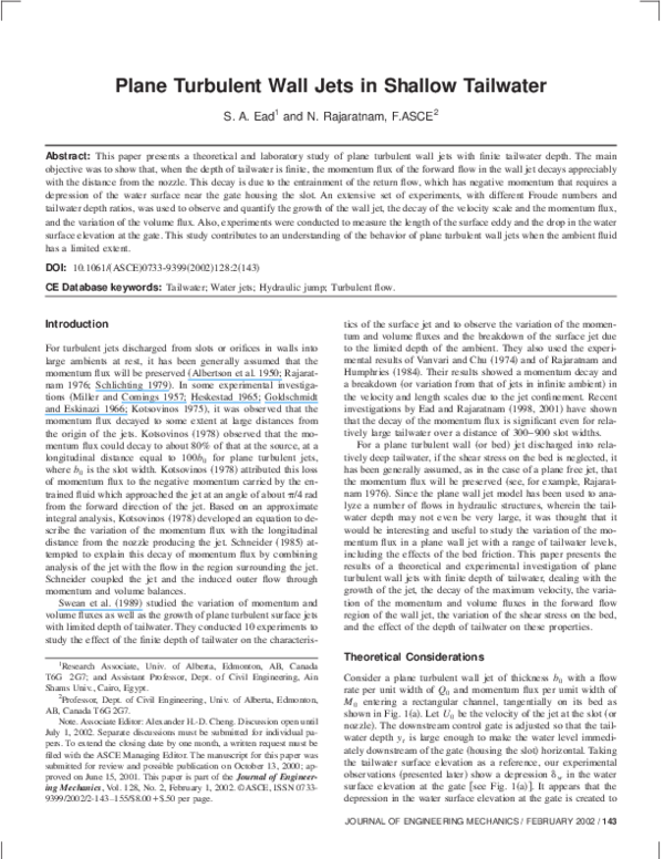 (PDF) Plane Turbulent Wall Jets in Shallow Tailwater