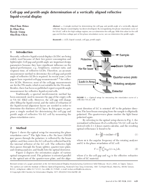 (PDF) Cellgap and pretiltangle determination of a vertically aligned