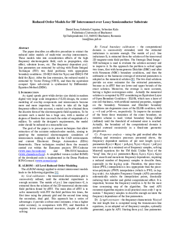 (PDF) Reduced order models for HF interconnect over lossy semiconductor ...