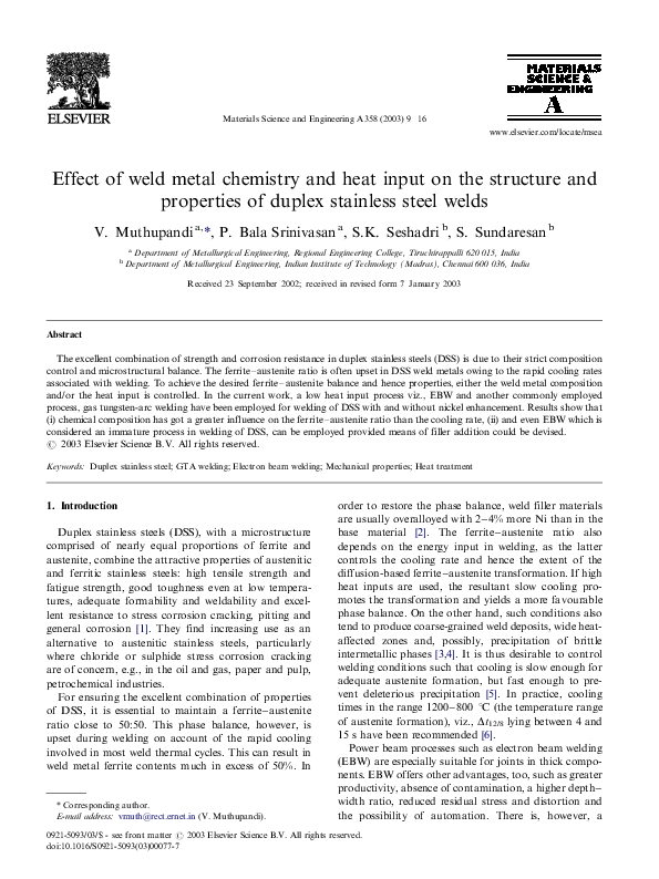 (PDF) Effect of weld metal chemistry and heat input on the structure ...