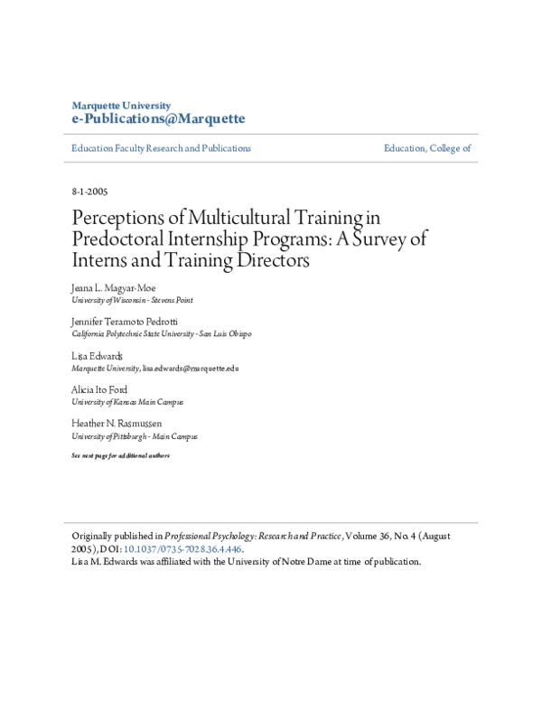 (PDF) Perceptions of Multicultural Training in Predoctoral Internship ...