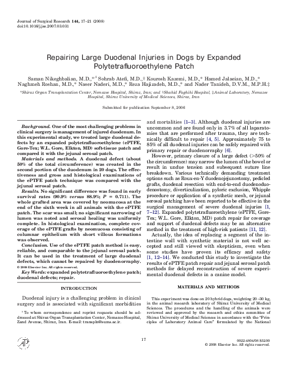 (PDF) Repairing Large Duodenal Injuries in Dogs by Expanded ...
