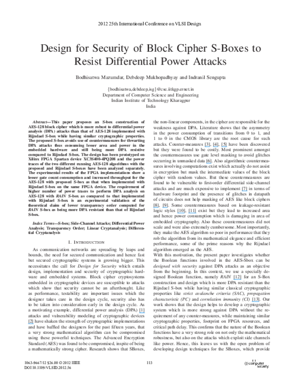 (PDF) Design for Security of Block Cipher S-Boxes to Resist ...