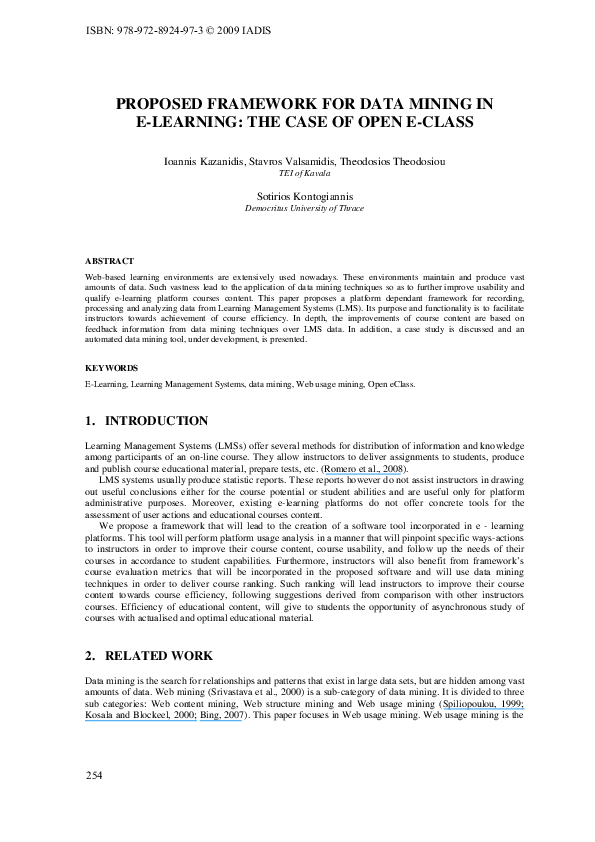 (PDF) Proposed framework for data mining in e-learning: The case of ...