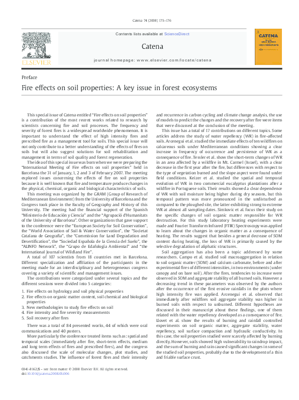 (PDF) Fire effects on soil properties A key issue in forest ecosystems