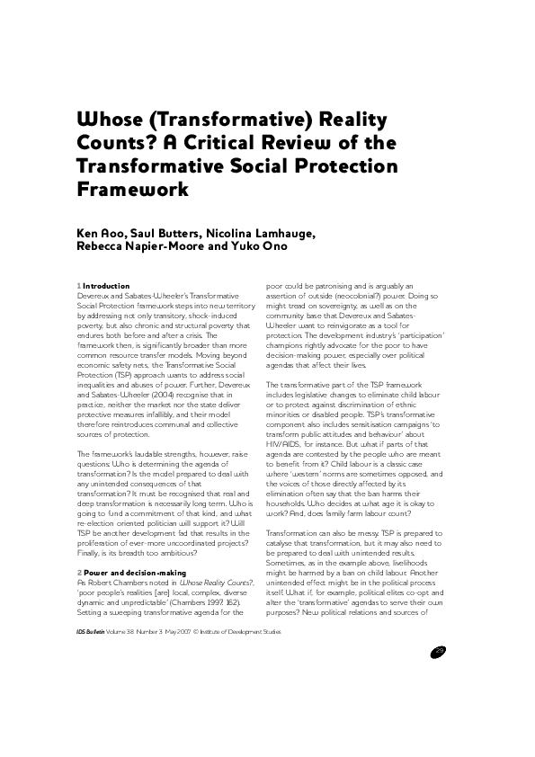 (PDF) Whose (Transformative) Reality Counts? A Critical Review of the ...