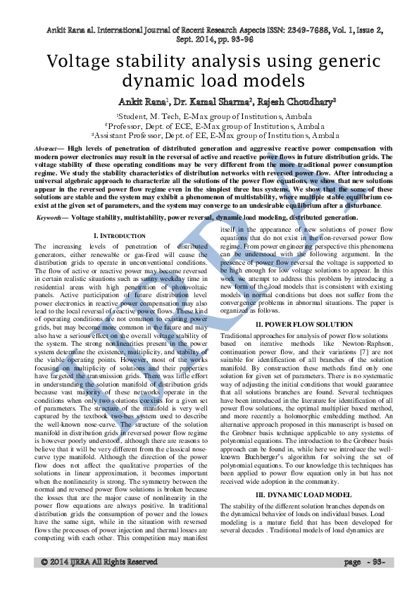 (PDF) Voltage stability analysis using generic dynamic load models