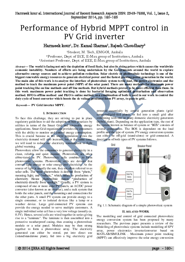 (PDF) Performance of Hybrid MPPT control in PV Grid inverter