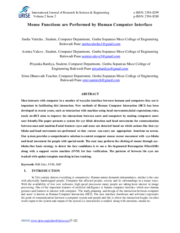 (PDF) Mouse Functions are Performed by Human Computer Interface