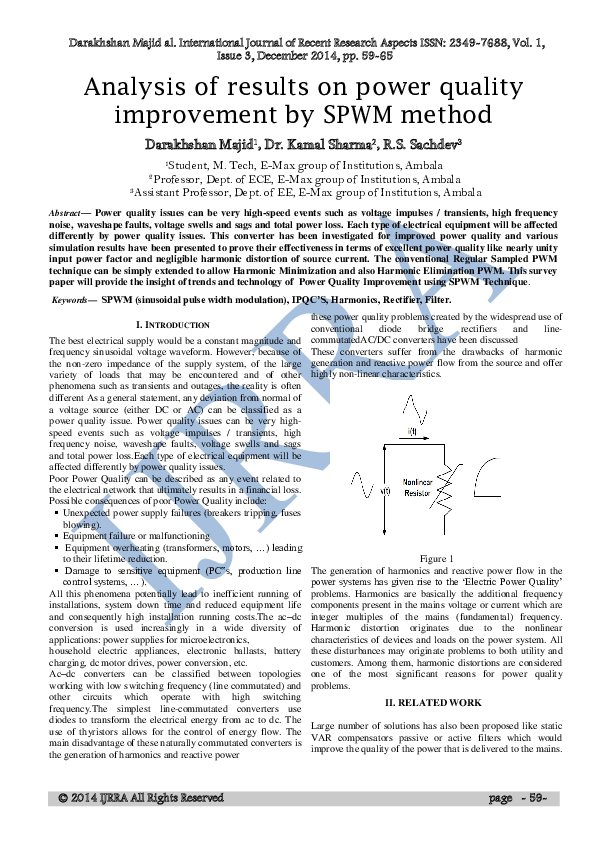 (PDF) Analysis of results on power quality improvement by SPWM method