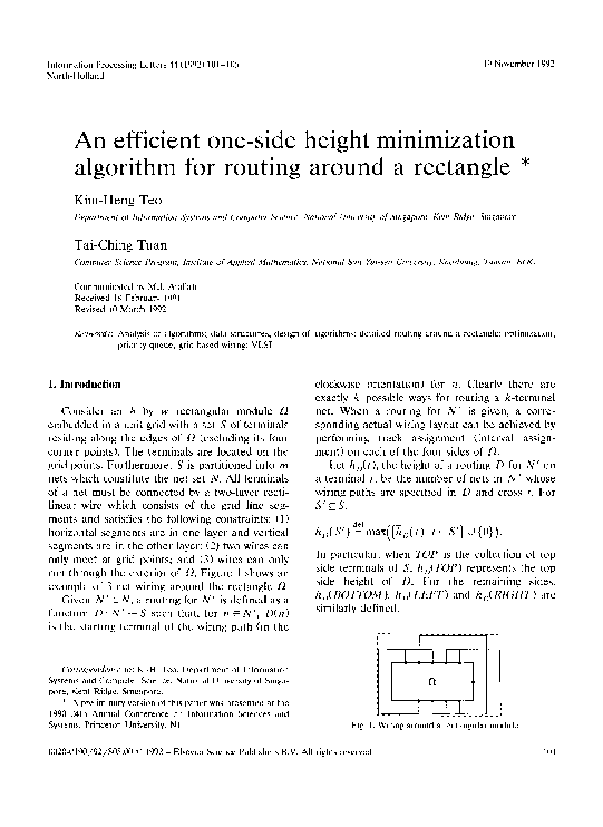 (PDF) An Efficient One-Side Height Minimization Algorithm for Routing ...