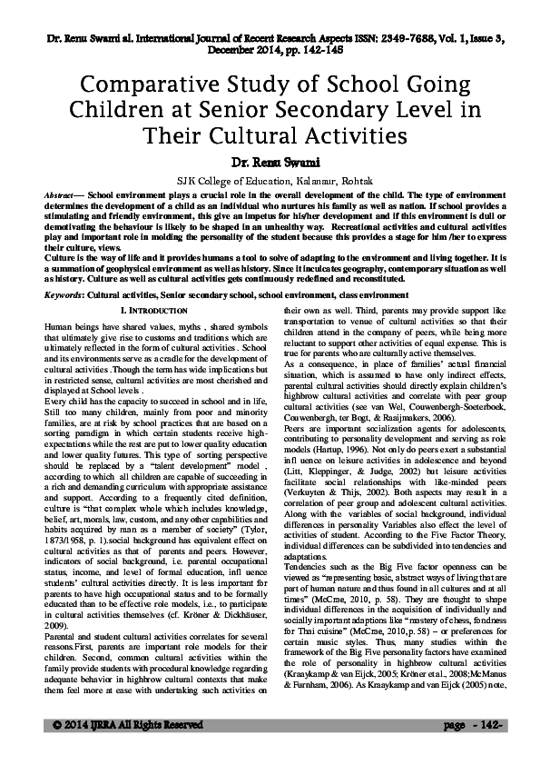 (PDF) Comparative Study of School Going Children at Senior Secondary ...