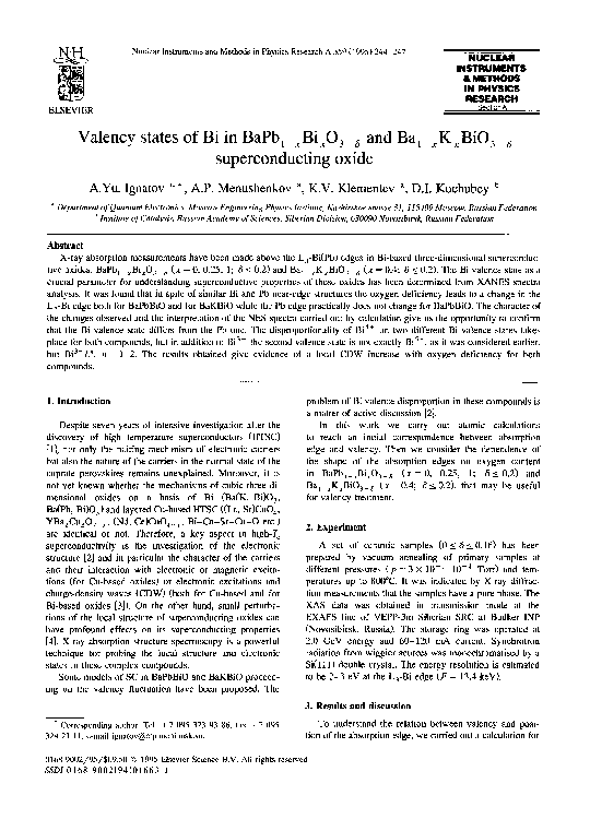 Valency states of Bi in BaPb1−xBixO3−δ and Ba1−xKxBiO3−δ superconducting oxide