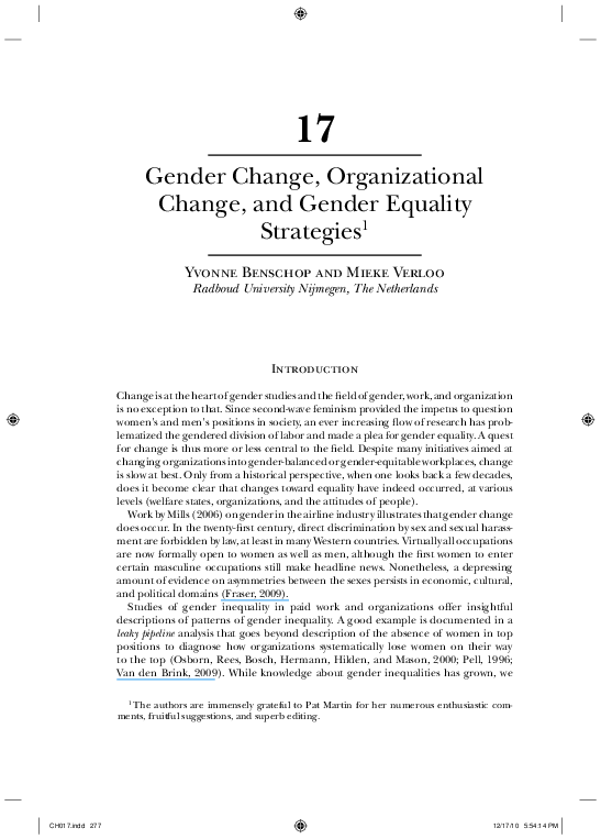 (PDF) Gender Change, Organizational Change, and Gender Equality