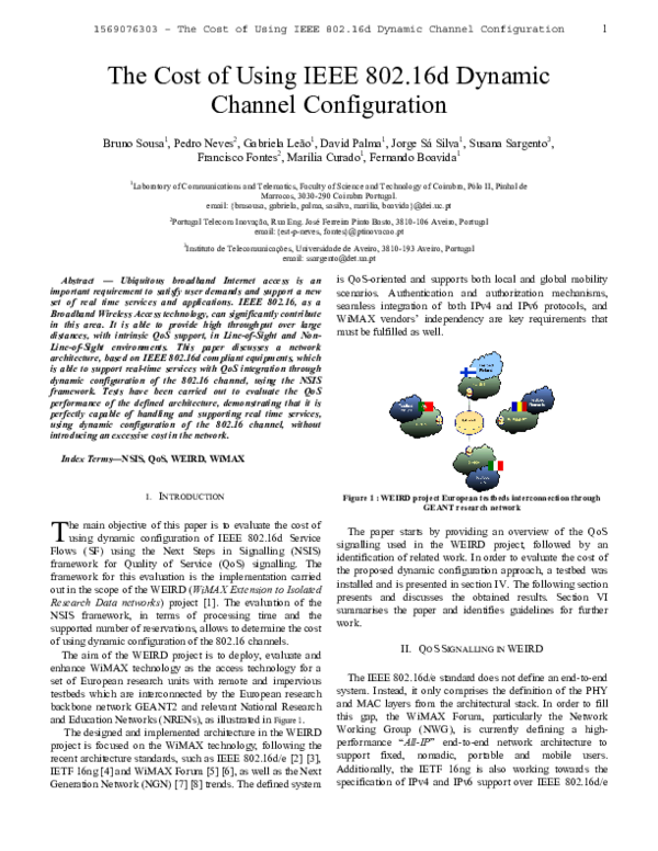 (PDF) The Cost of Using IEEE 802.16d Dynamic Channel Configuration