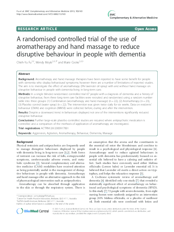 (PDF) A randomised controlled trial of the use of aromatherapy and hand