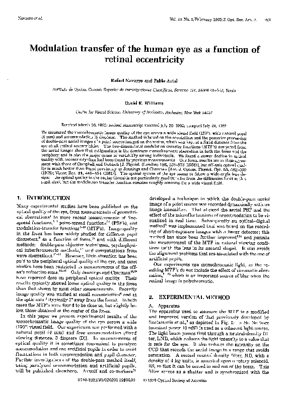 (PDF) Modulation transfer of the human eye as a function of retinal ...