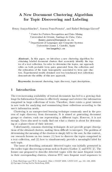 (PDF) A New Document Clustering Algorithm for Topic Discovering and ...
